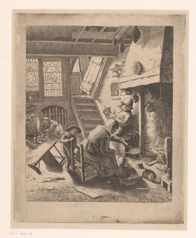 Pancake Baker with Man and Children by Ignace Joseph de Claussin (attributed to)