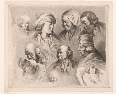 Composition with Nine Heads of Men and Women of Different Ages by Ignace Joseph de Claussin
