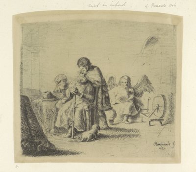 Healing of the Blind Tobias Recueil de quatre-vingt-cinq estampes originales (series title) by Ignace Joseph de Claussin