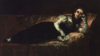 Reclining Woman with Mantilla and Gloves – 20th Century by Ignacio Zuloaga y Zabaleta