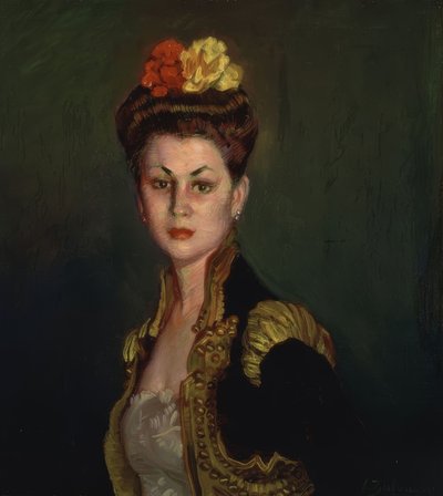Portrait of a Lady with Bun and Bullfighter Jacket by Ignacio Zuloaga y Zabaleta