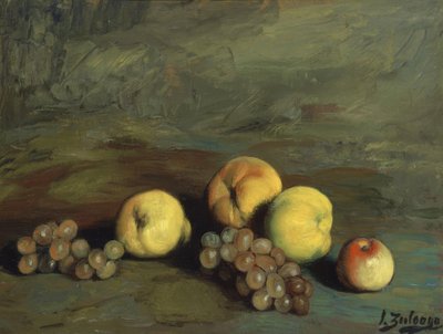 Still Life (Peach, Apples, Pear, and Grapes) – 20th Century by Ignacio Zuloaga y Zabaleta
