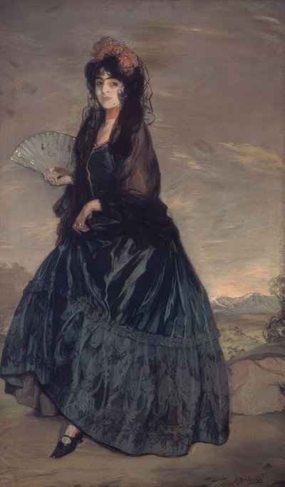 Woman with Mantilla, Flowers, and Fan by Ignacio Zuloaga y Zabaleta