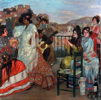 Playing Guitar on the Balcony, c.1903 by Ignacio Zuloaga y Zabaleta