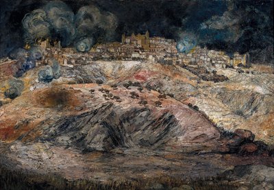 Spanish Civil War (1936-1939): View of Toledo in flames by Ignacio Zuloaga y Zabaleta