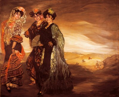 The three cousins (with the traditional Spanish costumes of dancers) c.1903 by Ignacio Zuloaga y Zabaleta