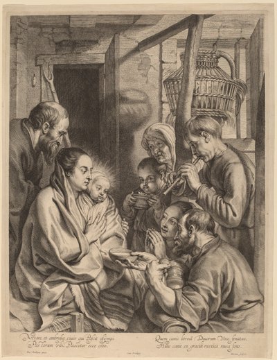 The Adoration of the Shepherds by Ignatius Cornelis Marinus after Jacob Jordaens