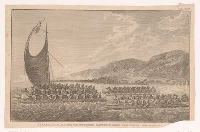 Inhabitants of Hawaii and Their King Sailing in Canoes to Bring Gifts to James Cook by Ignaz Sebastian Klauber (possibly)