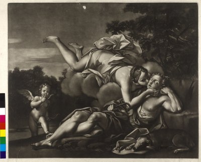 Selene and Endymion (mezzotint) by Ignaz Unterberger