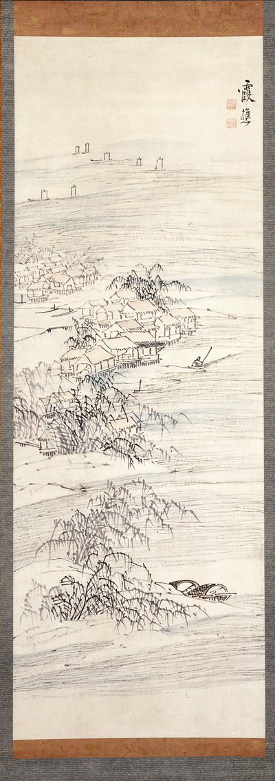 River Village And Fishing Pleasure by Ike no Taiga