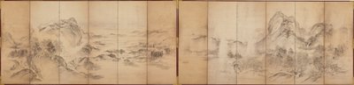 Mountain Views, reverse of a six-panel screen, Edo Period, 1856-58 by Ikeda Koson