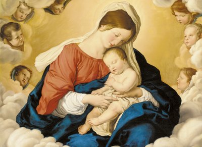 The Madonna and Child in Glory with Cherubs by Il Sassoferrato