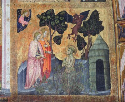 St Francis Throws Himself into the Thorny Brambles, fresco from the Porziuncola, 1393 by Ilario da Viterbo
