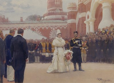 Nicholas II receiving rural district elders on May 18, 1896 in the yard of Petrovsky Palace in Moscow by Ilya Efimovich Repin