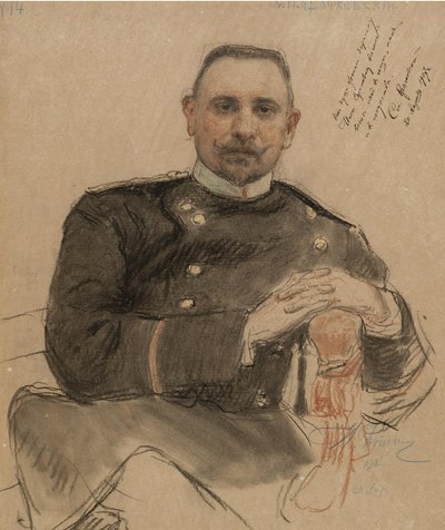 Portrait of Stepan Petrovich Krachkovsky by Ilya Efimovich Repin