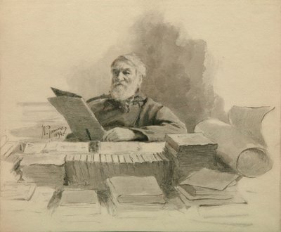 Portrait of the author Dmitry Grigorovich 1822-1899, 1894 by Ilya Efimovich Repin