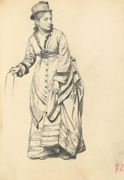 Standing Woman Holding Her Dress by Ilya Efimovich Repin