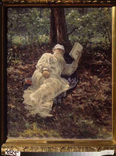 Tolstoi resting in the forest by Ilya Efimovich Repin