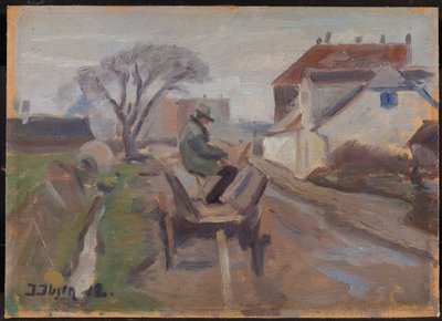 The Painter Ølund Hansen Sitting in a Wagon Painting by Immanuel Ibsen
