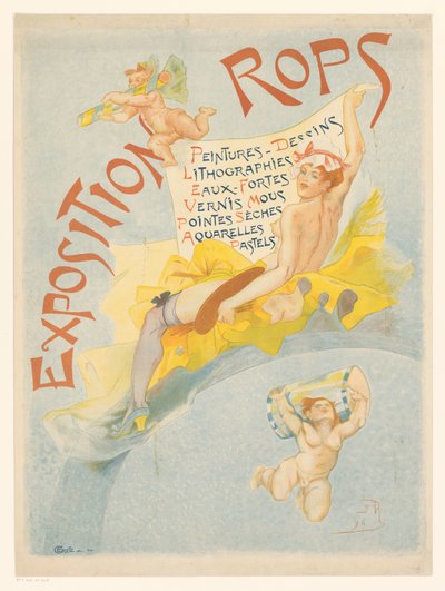 Poster for an exhibition with works by Felicien Rops by Imprimerie Crété