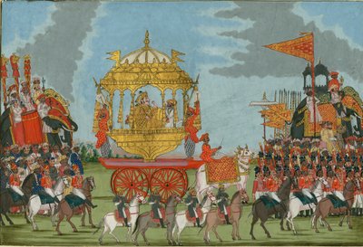 Rajah of Tanjore Riding an Elephant to a marriage ceremony, c. 1780 by Indian Art