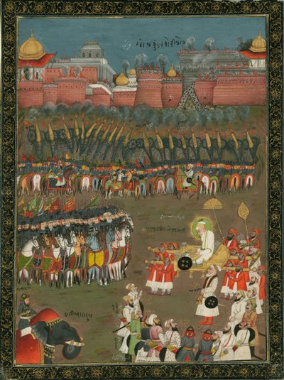 The Conquest of Golkonda by Mughal Emperor Aurangzeb in 1687 by Indian Art