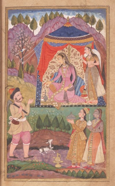 Folio 138 Farhad Recounts His Adventures to Princess Shirin, from the Khusrau and Shirin, Deccani School, 1722 by Indian School
