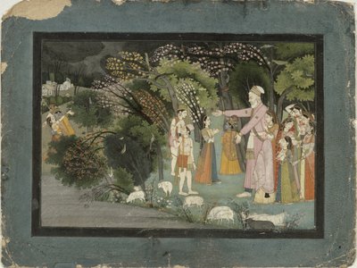 Nanda Asking Radha to Escort Krishna Home, from the Gita Govinda, Garhwal, Pahari School by Indian School