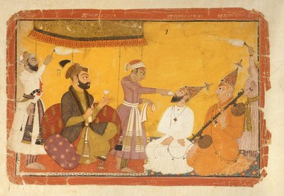 Gosain Narayan Takes Poison in the Presence of Emperor Jahangir, Nurpur, Pahari School by Indian School