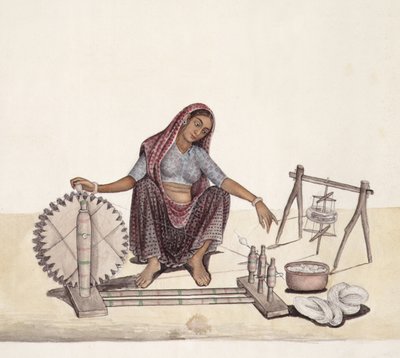 Woman reeling cotton, Bombay by Indian School