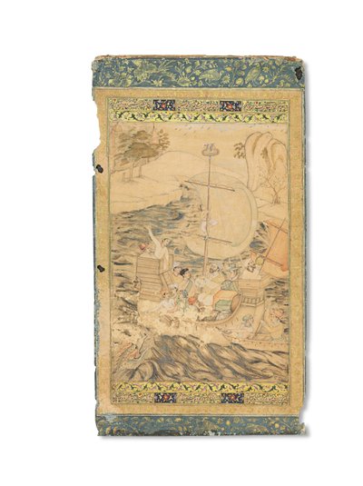 A Caravel Attacked by a Sea Monster, Mughal India, c.1590 by Indian School