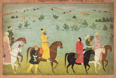 A Jasrota prince on a riding expedition by Indian School