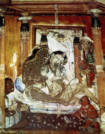 A Princely Couple in a Palace, from the interior of Cave 17 by Indian School