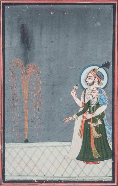 A Raja and Rani Watching Fireworks by Indian School