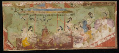 A Sacrificial Ceremony, Album Folio with Painting, c.1690 by Indian School