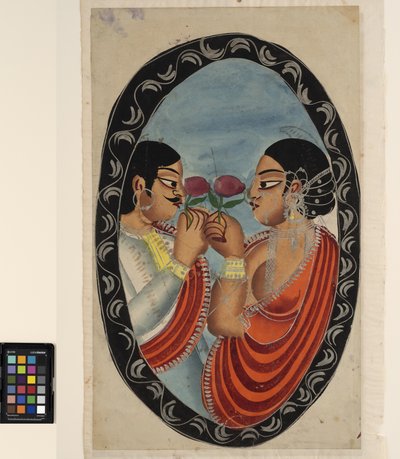 A fop visits a courtesan (recto), c.1880 by Indian School