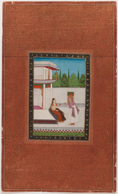 A lady and her elderly servant by Indian School