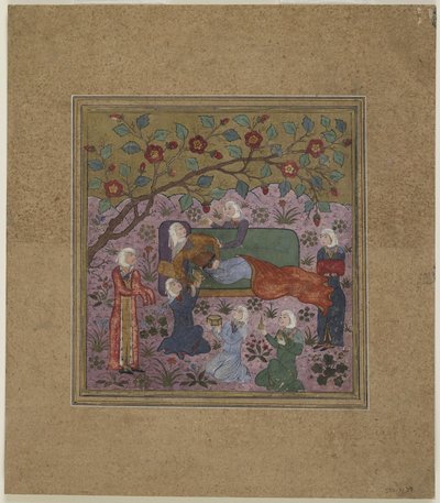 A reclining woman surrounded by attendants by Indian School