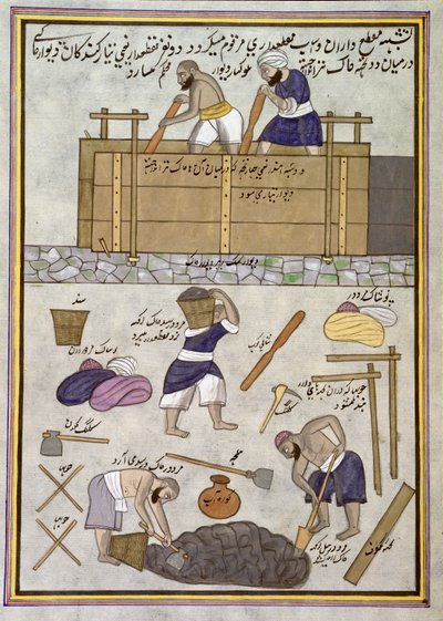 A builder of mud walls by Indian School
