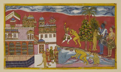 Back outside the palace of Kiskindha by Indian School