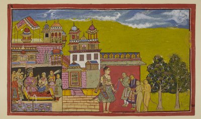 Laksmana, still at the gates of Kiskindha, is welcomed by Sugriva