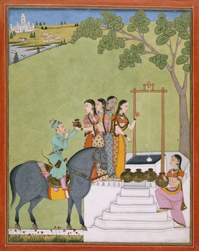A prince at a well, c.1780 by Indian School
