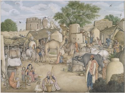 A Street Scene in the Village of Raniya, c.1816-20 by Indian School