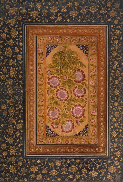 Album Page with Stokesia and Portrait of Abdul Rahim Khan-e Khanna by Indian School