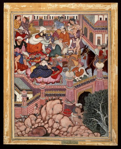 Amr, Disguised as Mazmahil the Surgeon, Practices Quackery on the Sorcerers of Antali, ca. 1570 by Indian School