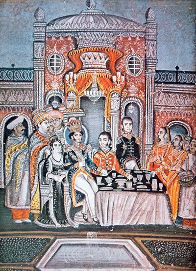 An Indian Prince Entertains British Officials, c.1810 by Indian School