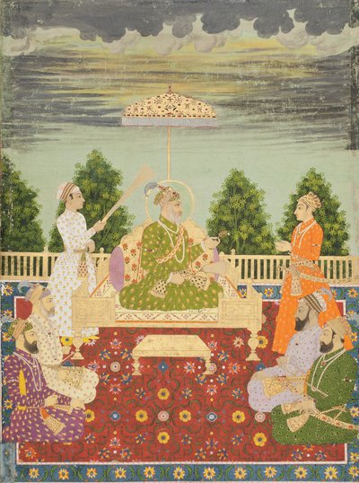 Bahadur Shah with his four sons and a grandson by Indian School