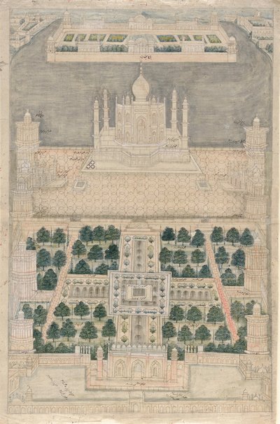 Bird’s Eye View of the Taj Mahal at Agra, 1790-1810 by Indian School