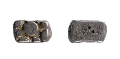 Both sides of a Silver half karshapana, Avanti by Indian School