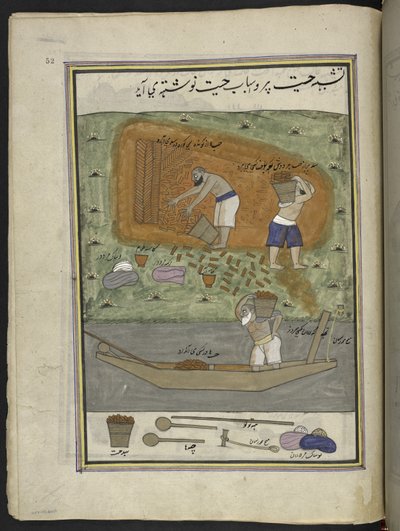 Brick-Makers with Kiln and Boat for Transporting Bricks, from 